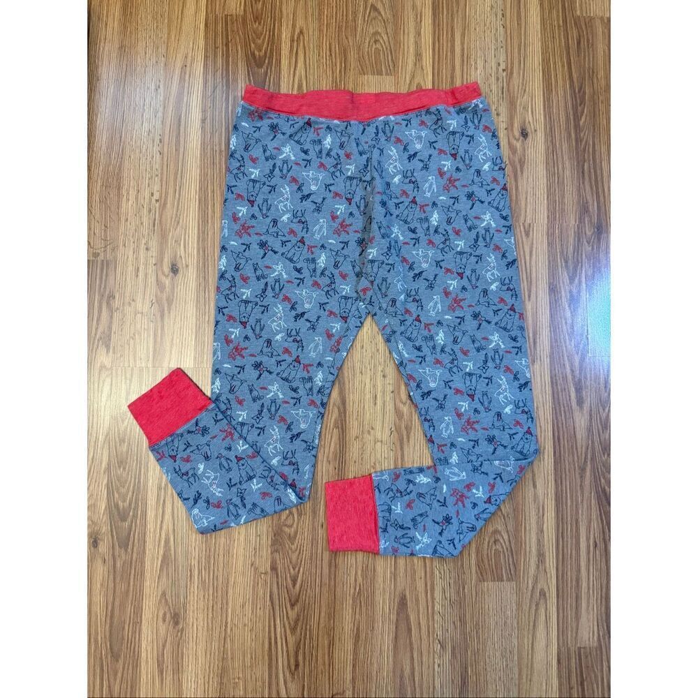 Make + Model Women's Thermal Holiday Bear Dolphin Pajama Pants Gray Red Size XL